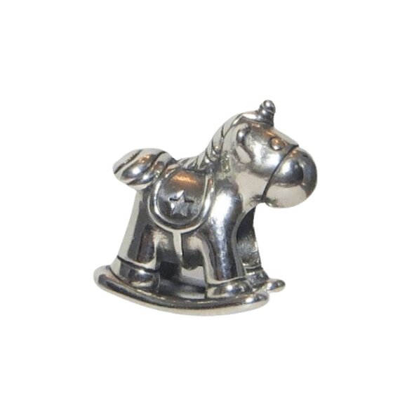Pandora Authentic Bruno the Unicorn Rocking Horse SS .925 Charm 798437C00 - Picture 1 of 7